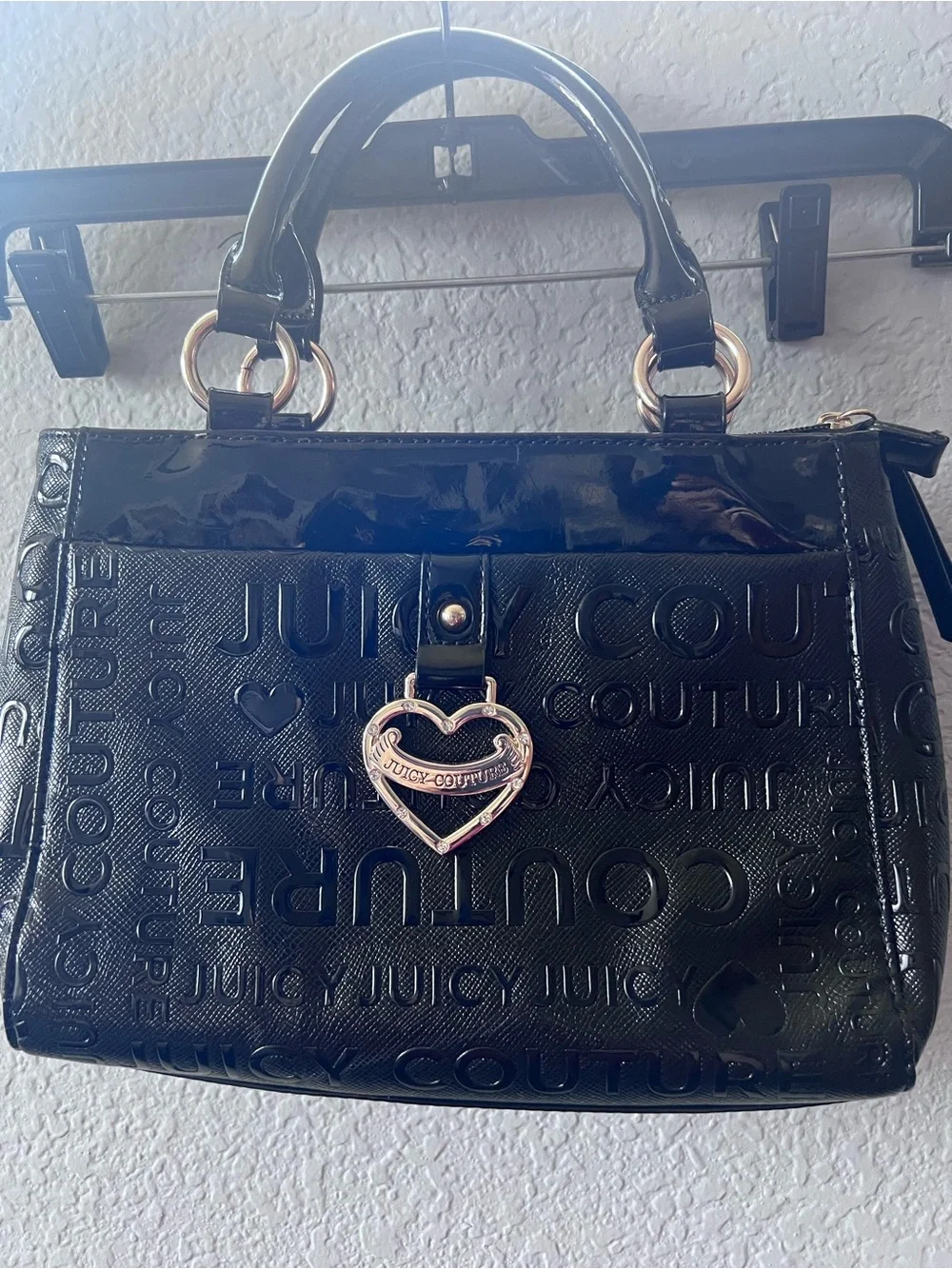 Juicy Couture Black “ my heart will go on Satchel “ color licorice 2022